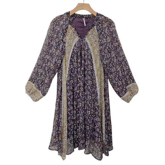 Free People Dress Womens XS Purple Melody Laughter Festival Swing Romantic Boho - Picture 1 of 13